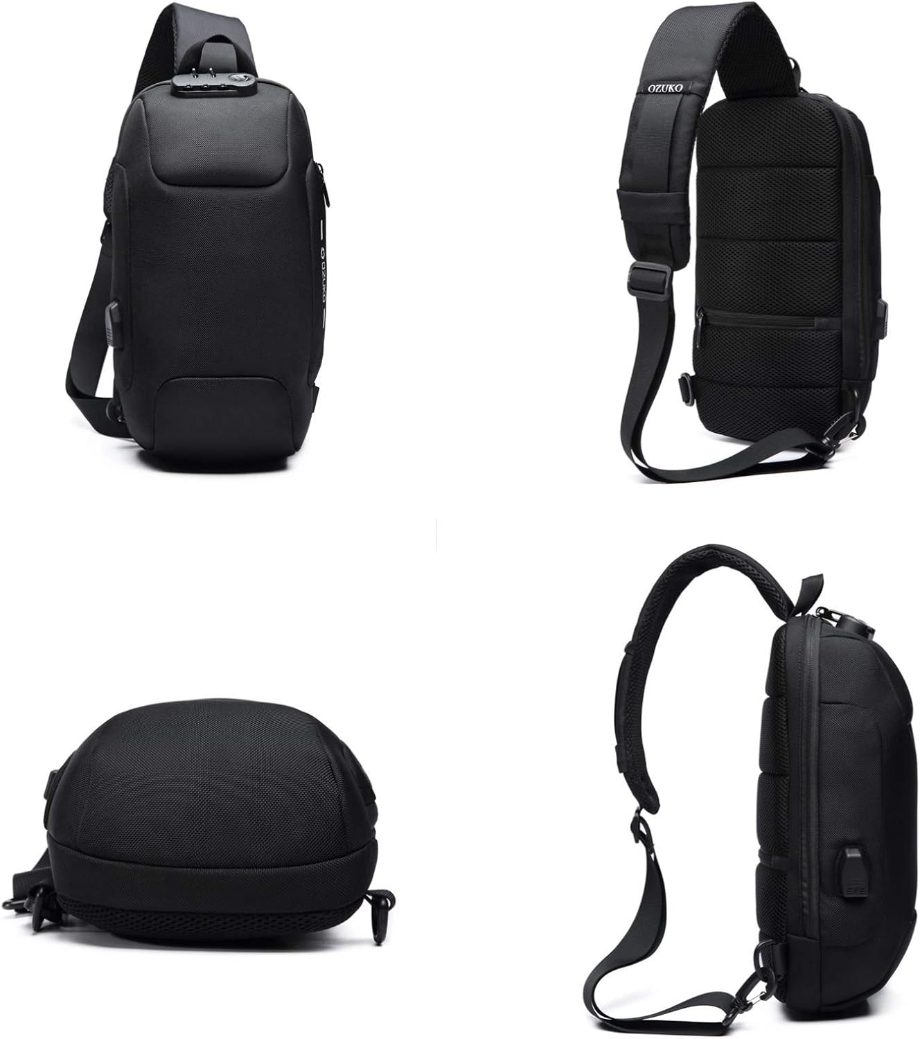 Anti Theft Premium Sling Bag Waterproof with USB Charger for Travel, Hiking and Daily Use