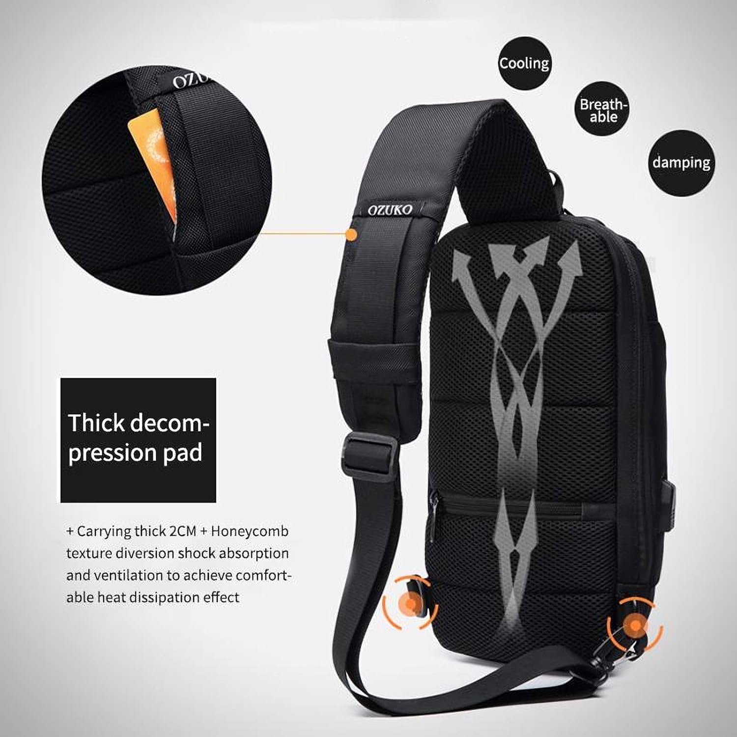 Anti Theft Premium Sling Bag Waterproof with USB Charger for Travel, Hiking and Daily Use