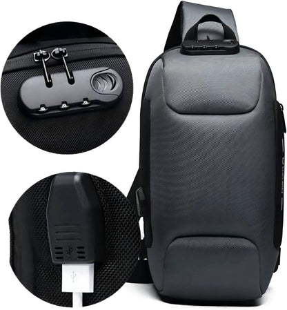 Anti Theft Premium Sling Bag Waterproof with USB Charger for Travel, Hiking and Daily Use