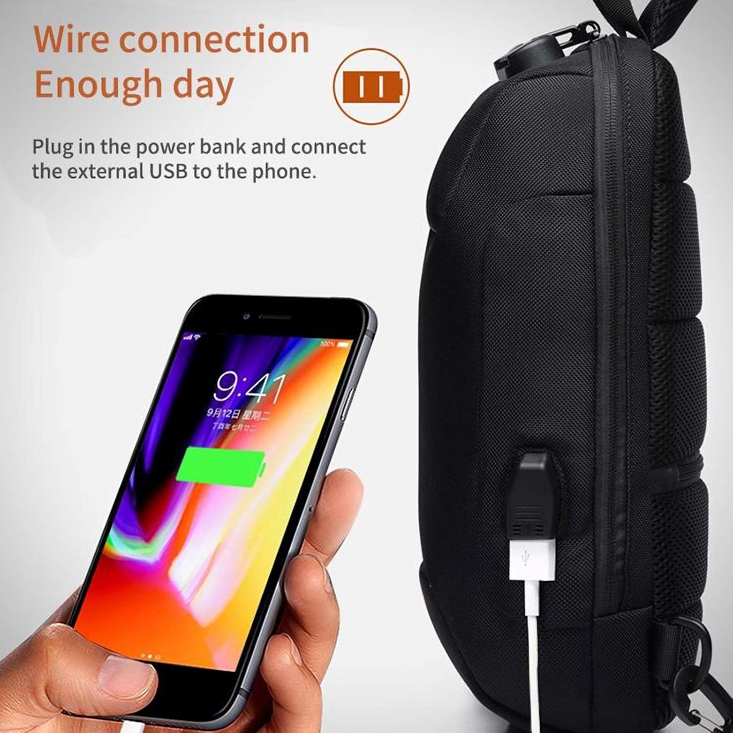 Anti Theft Premium Sling Bag Waterproof with USB Charger for Travel, Hiking and Daily Use