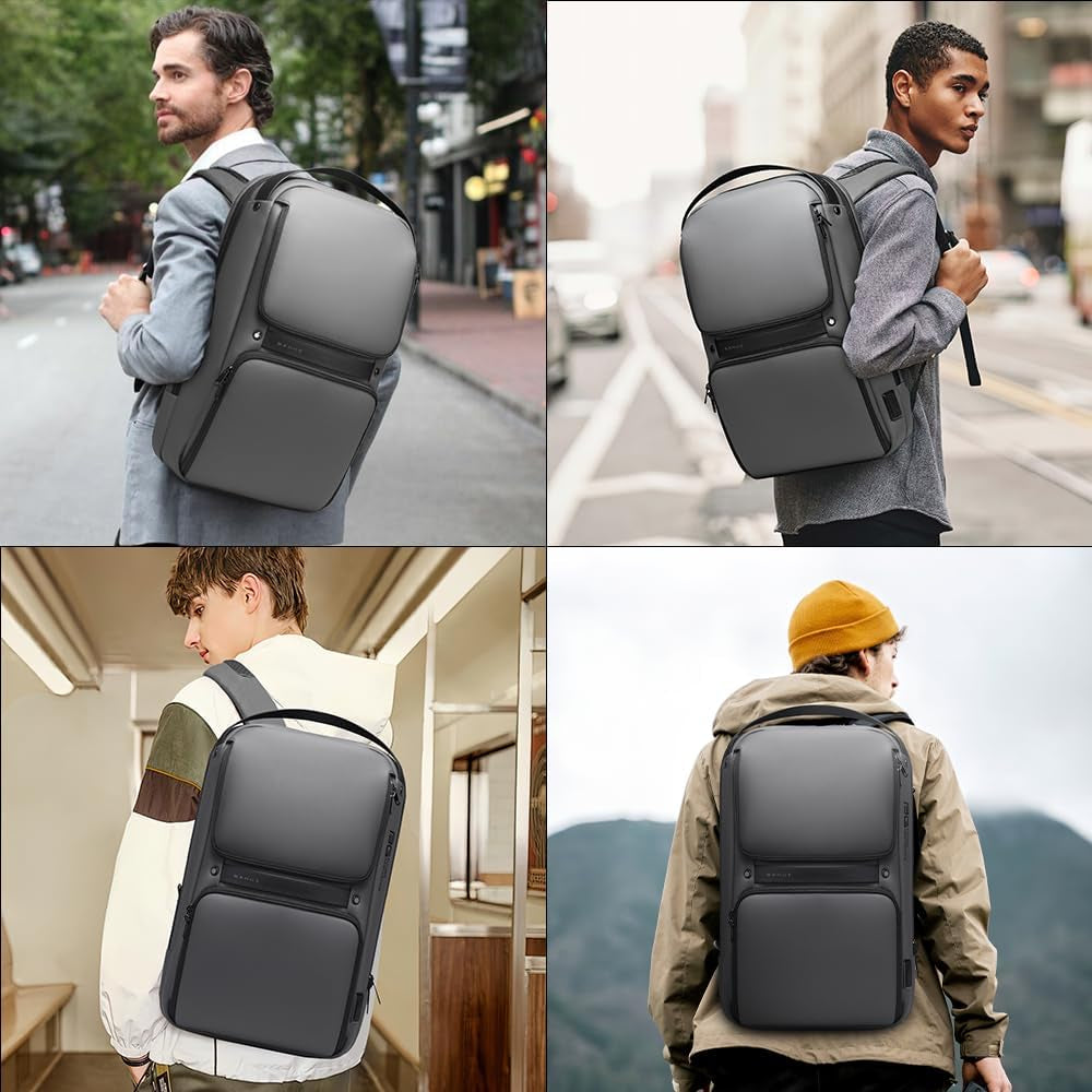 Anti Theft Backpack Water Resistant 15.6 Inch Laptop Commute and Camping Built In USB Carry on Bag for Men and Women (Grey)